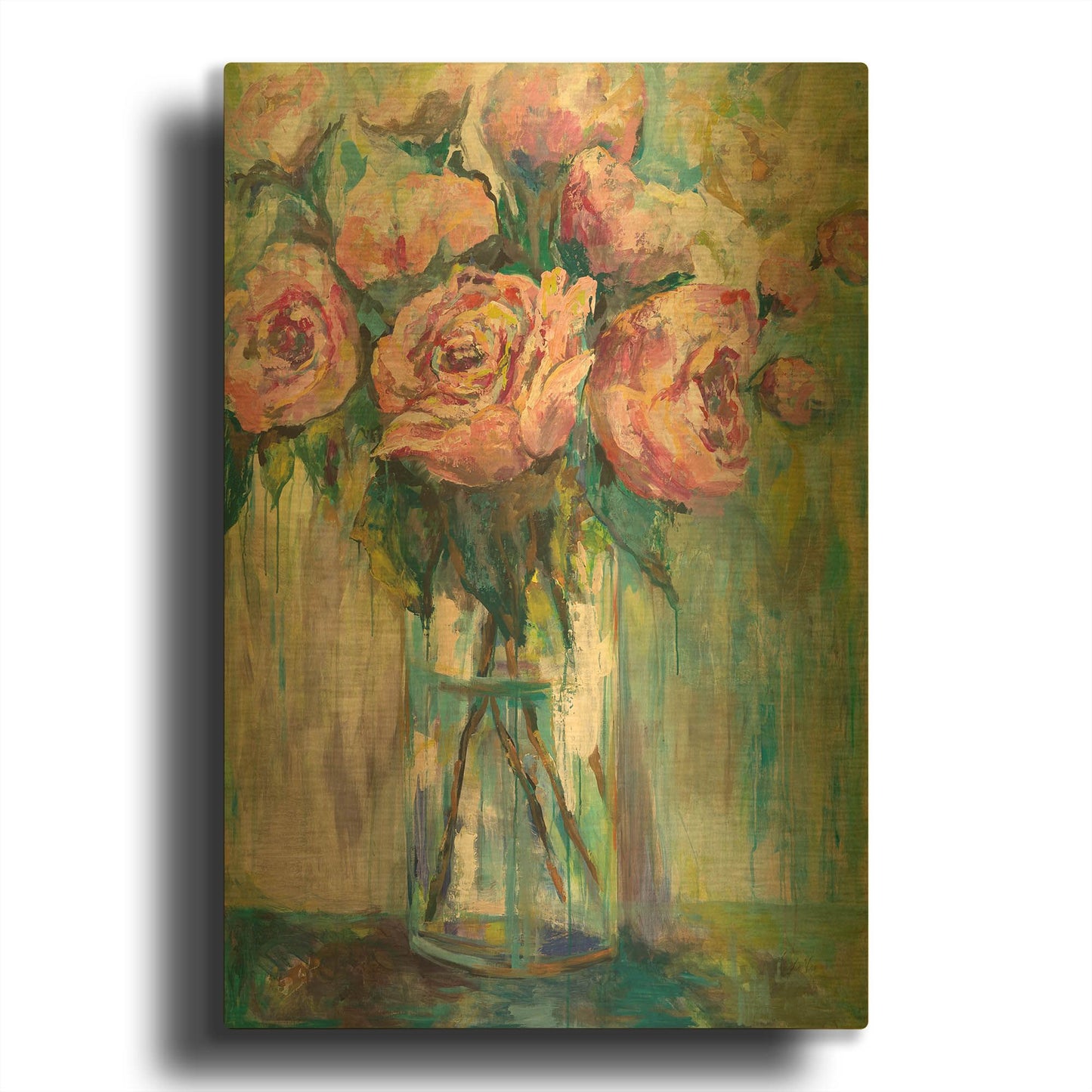 'Peony Play' By Jeanette Vertentes Gold Metal Wall Art