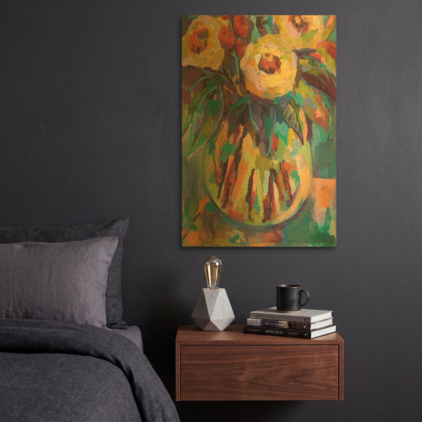 'Round Vase' By Jeanette Vertentes Gold Metal Wall Art