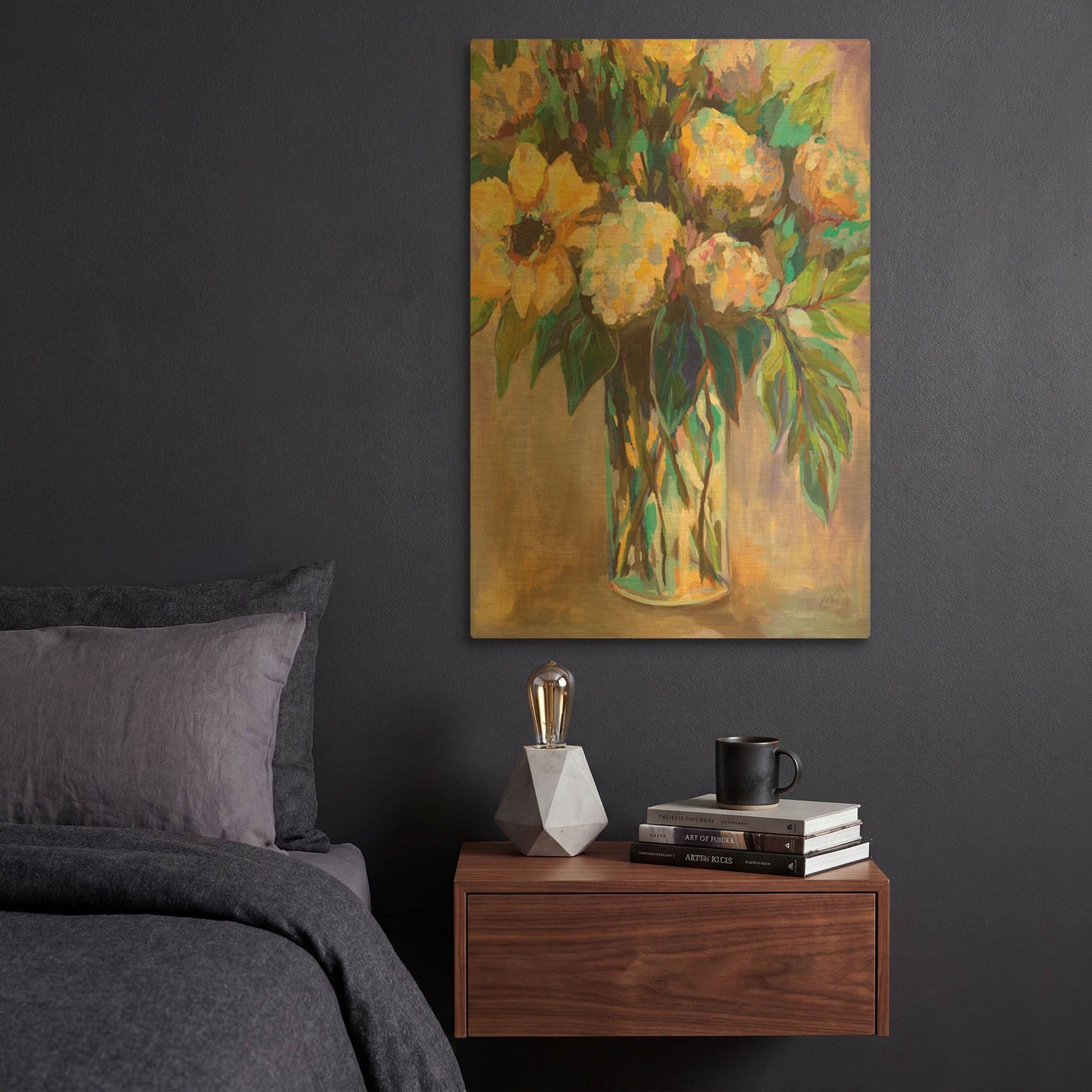 'Summmer Floral' By Jeanette Vertentes Gold Metal Wall Art