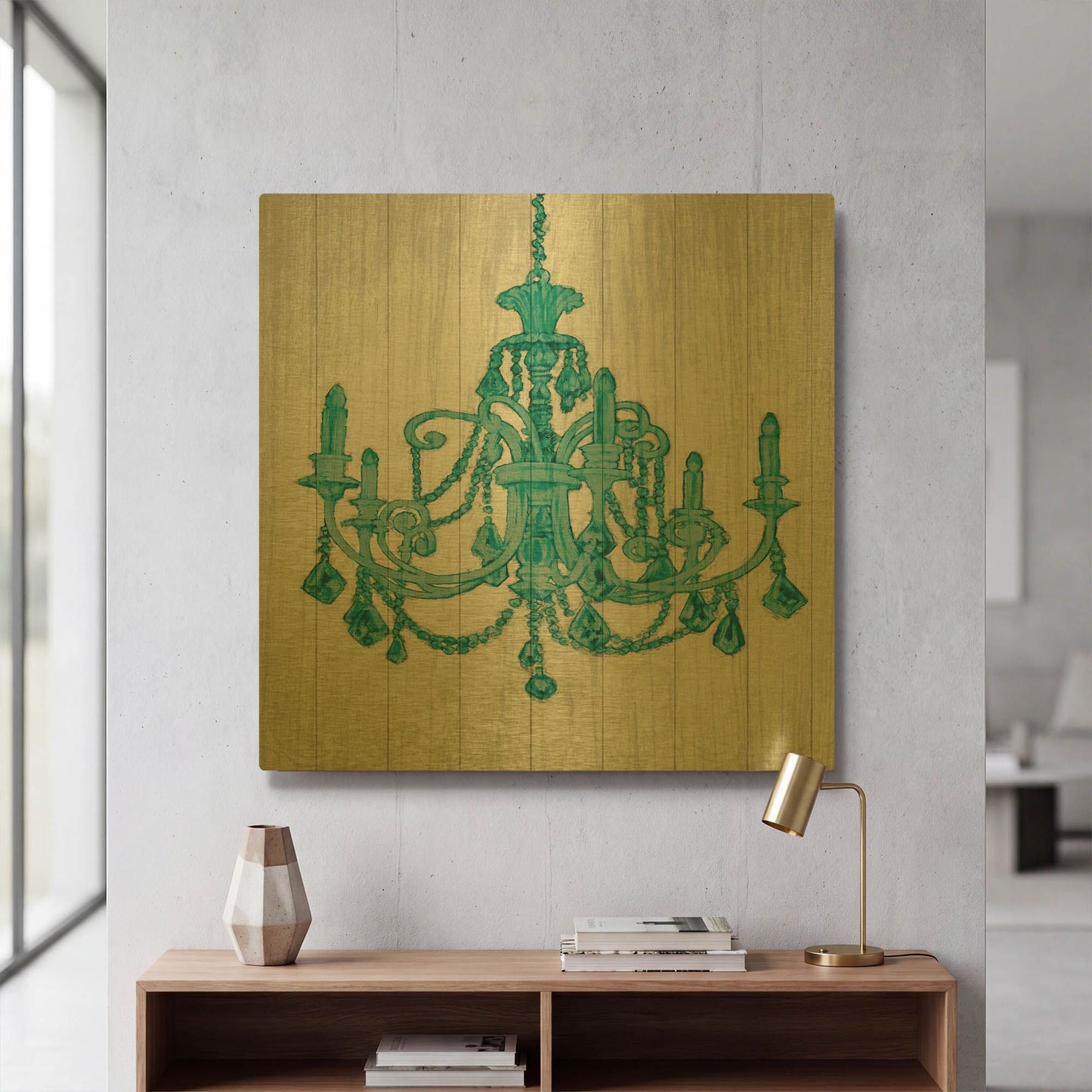 'Luxurious Lights III Turquoise' By James Wiens Gold Metal Wall Art