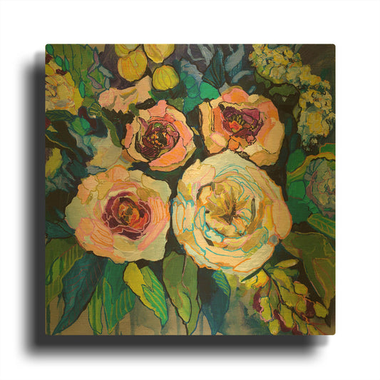 'Peony Garden' By Jeanette Vertentes Gold Metal Wall Art