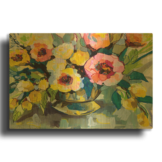 'Cottage Bouquet' By Jeanette Vertentes Gold Metal Wall Art
