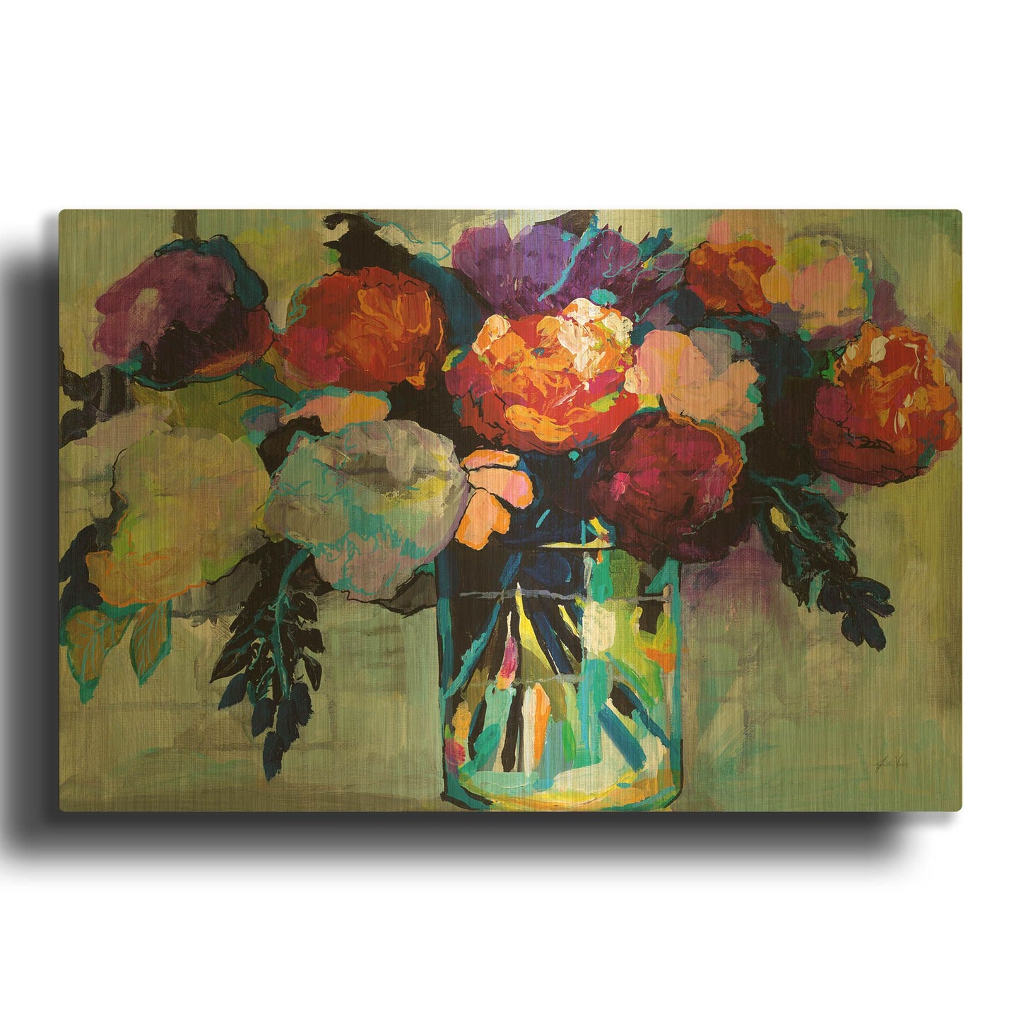 'A Colorful Life' By Jeanette Vertentes Gold Metal Wall Art