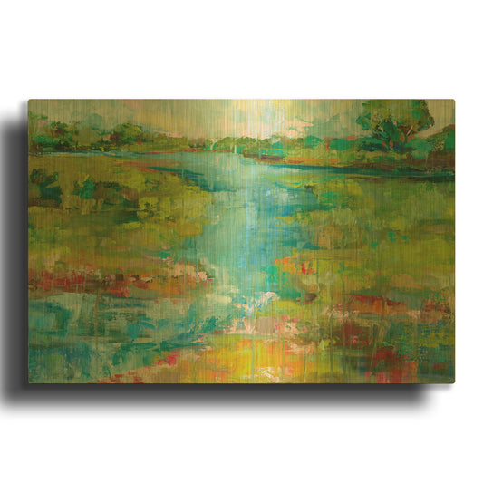 'Spring Marsh' By Jeanette Vertentes Gold Metal Wall Art