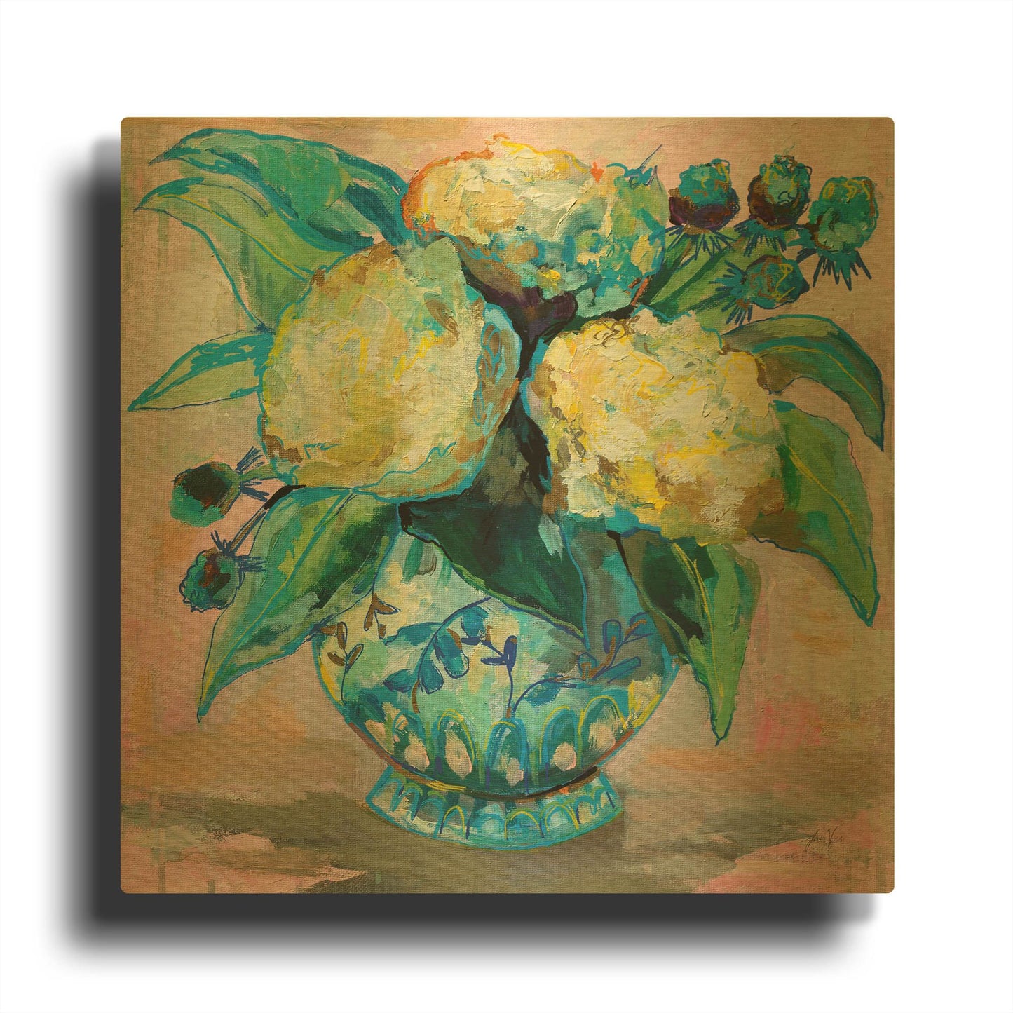 'Ginger Jar I' By Jeanette Vertentes Gold Metal Wall Art