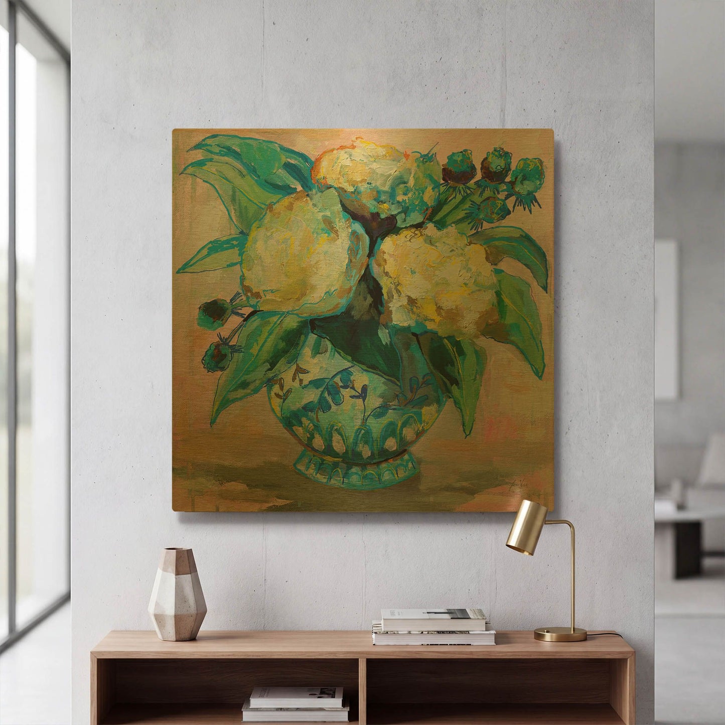 'Ginger Jar I' By Jeanette Vertentes Gold Metal Wall Art