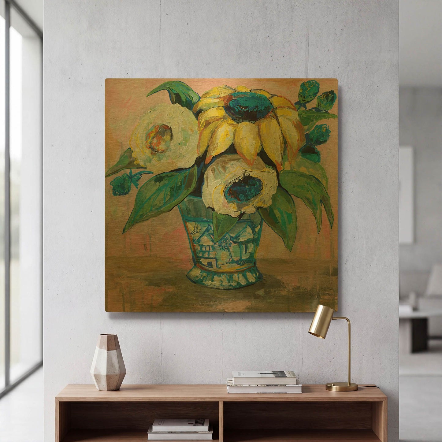 'Ginger Jar II' By Jeanette Vertentes Gold Metal Wall Art