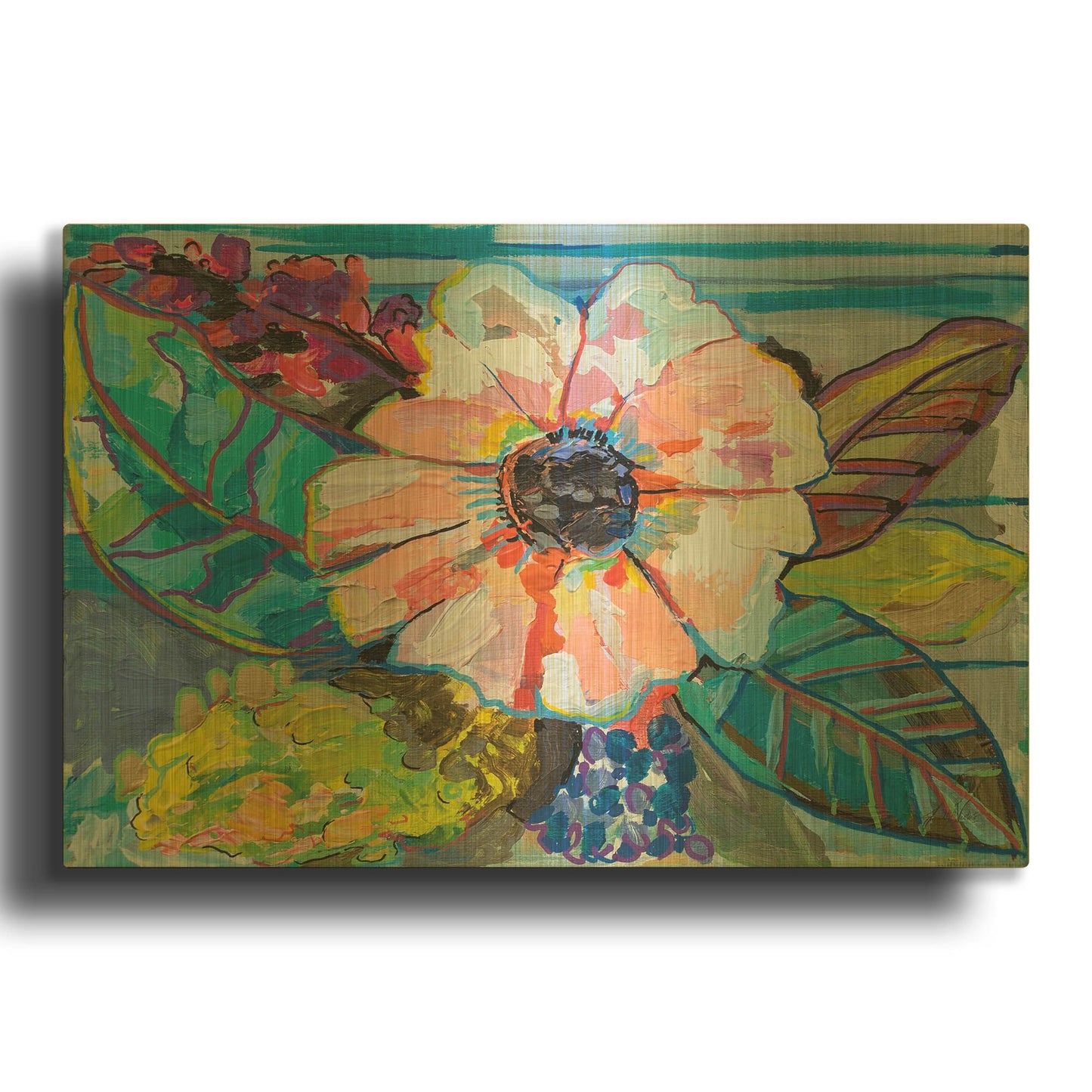 'Island Flowers' By Jeanette Vertentes Gold Metal Wall Art