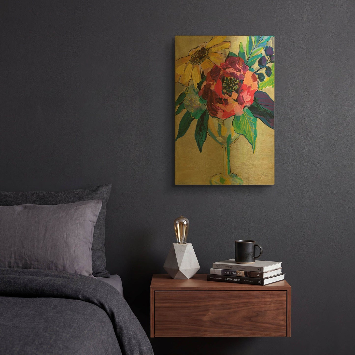 'Cup of Wine' By Jeanette Vertentes Gold Metal Wall Art