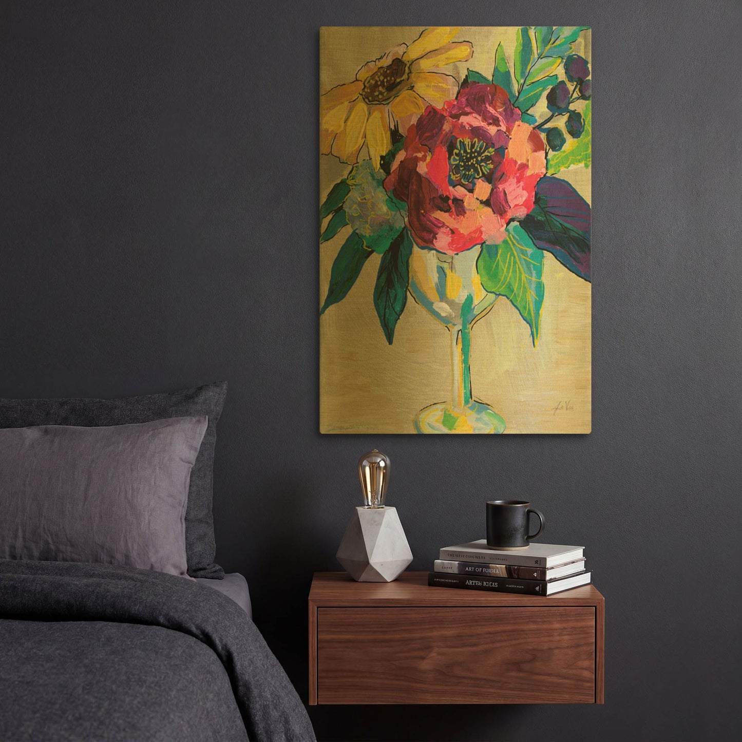 'Cup of Wine' By Jeanette Vertentes Gold Metal Wall Art