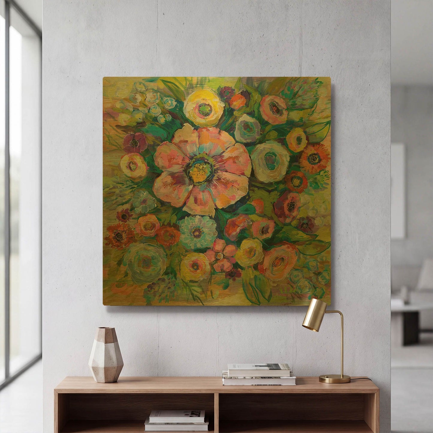 'Floral Fireworks' By Jeanette Vertentes Gold Metal Wall Art
