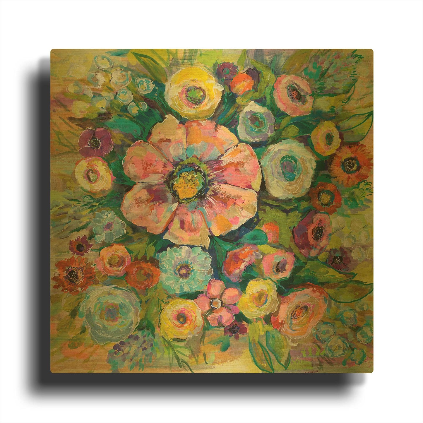 'Floral Fireworks' By Jeanette Vertentes Gold Metal Wall Art