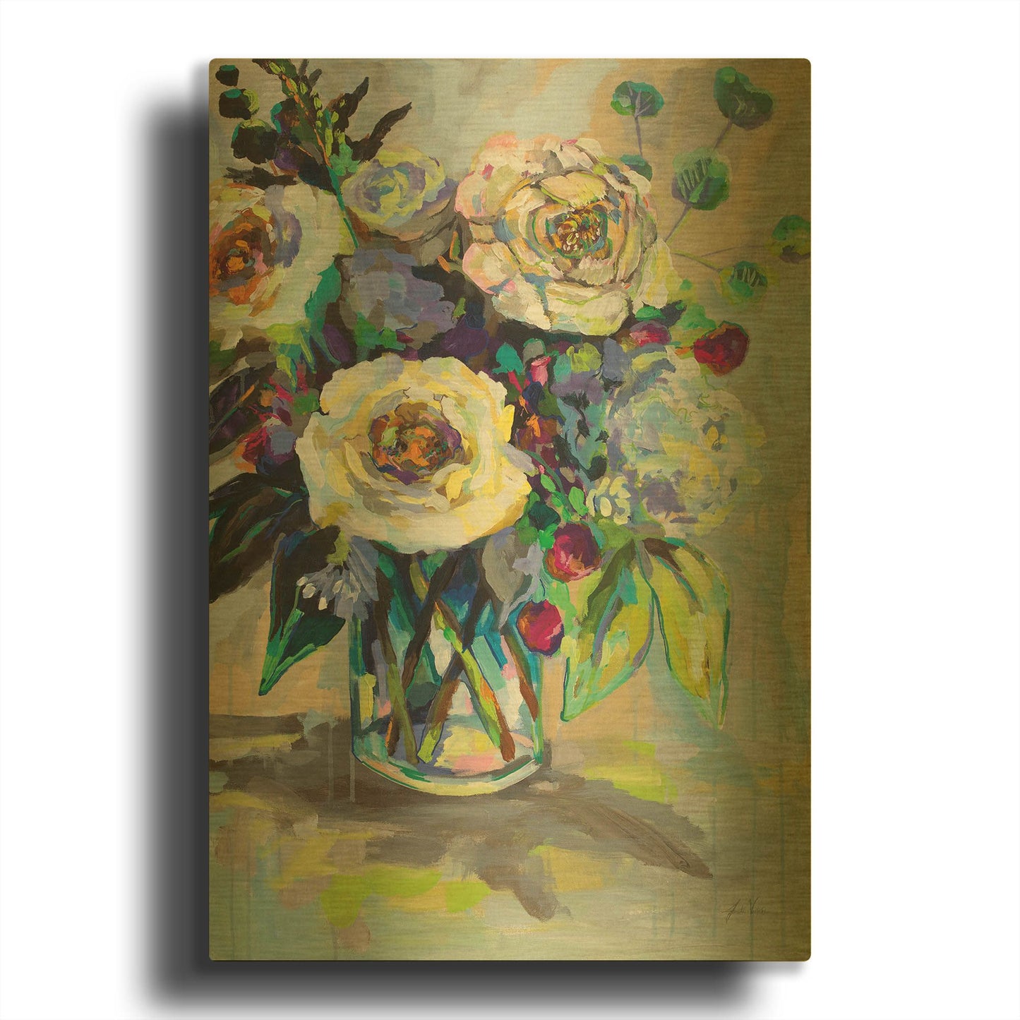 'Content' By Jeanette Vertentes Gold Metal Wall Art