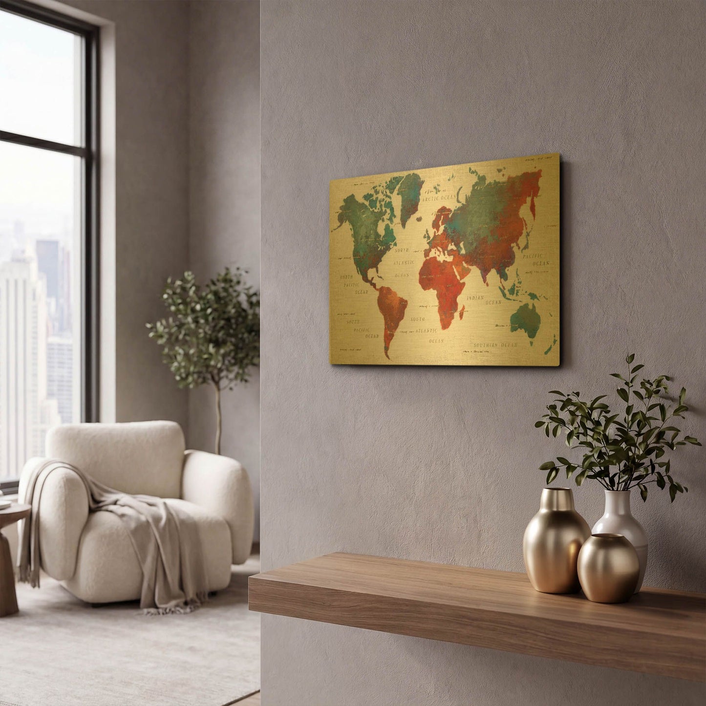 'Colorful World I' By James Wiens Gold Metal Wall Art