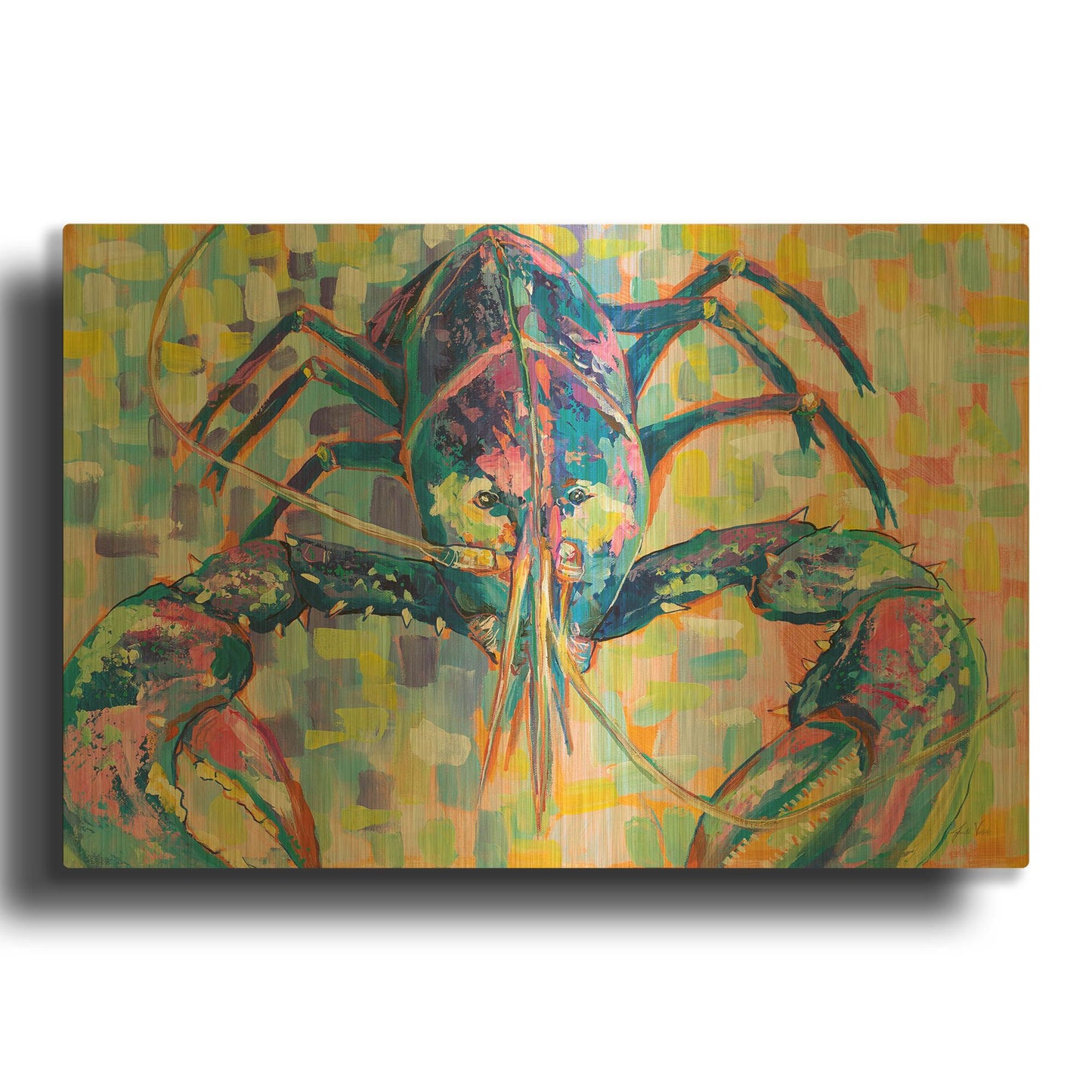 'Lilly Lobster II' By Jeanette Vertentes Gold Metal Wall Art