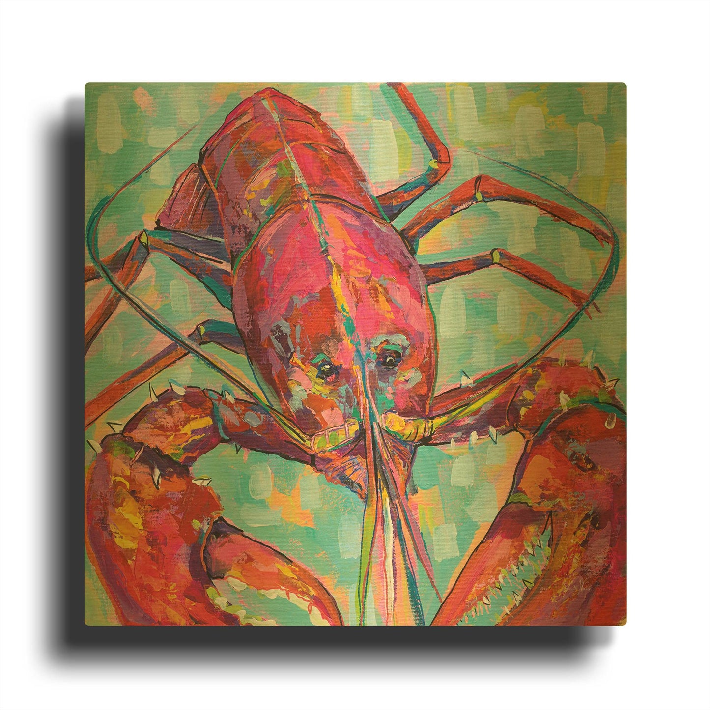 'Lilly Lobster III' By Jeanette Vertentes Gold Metal Wall Art