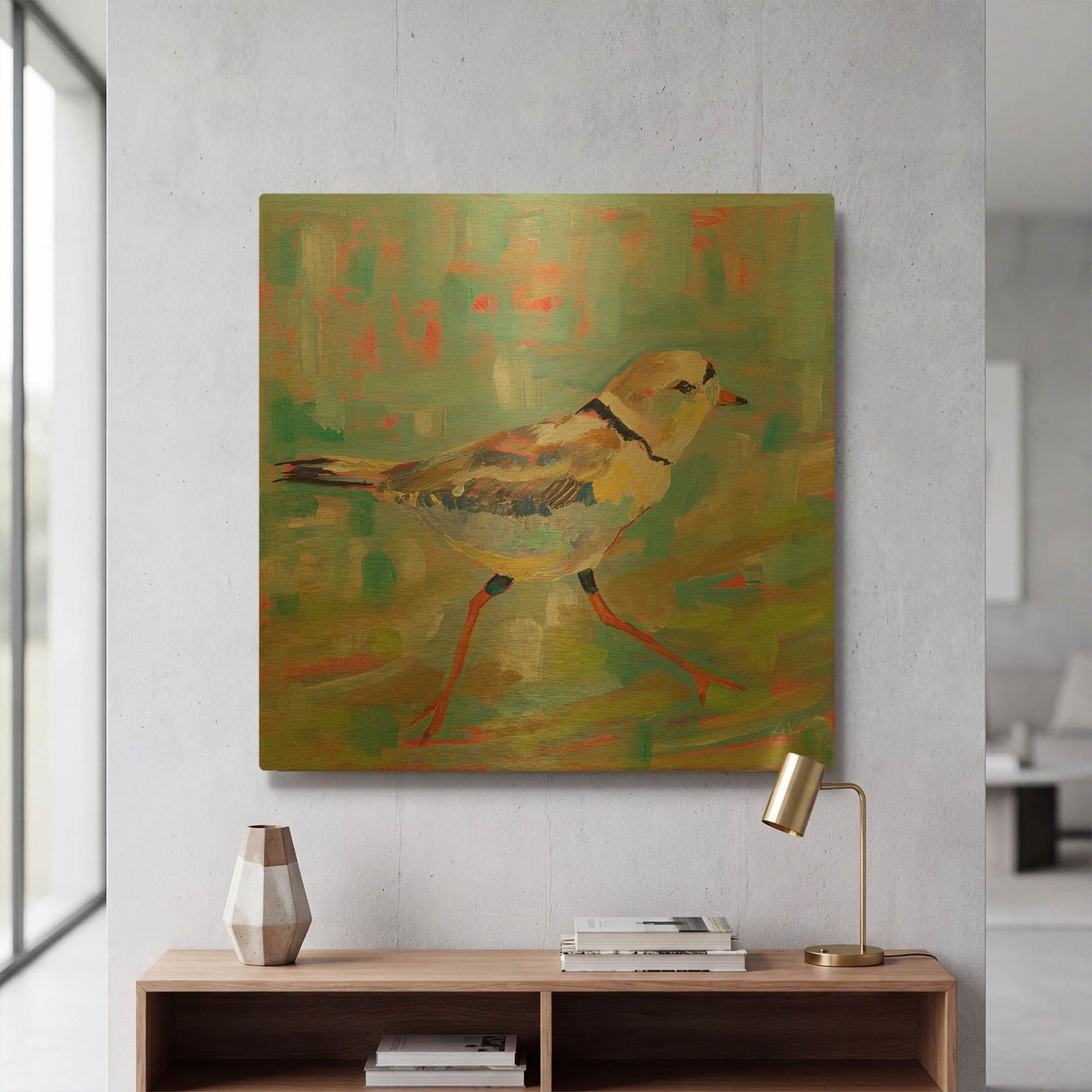 'Coastal Plover I' By Jeanette Vertentes Gold Metal Wall Art