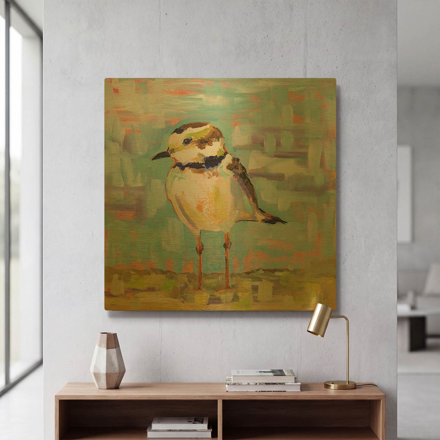 'Coastal Plover II' By Jeanette Vertentes Gold Metal Wall Art