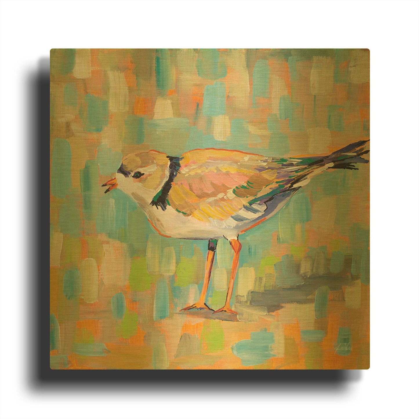 'Coastal Plover IV' By Jeanette Vertentes Gold Metal Wall Art