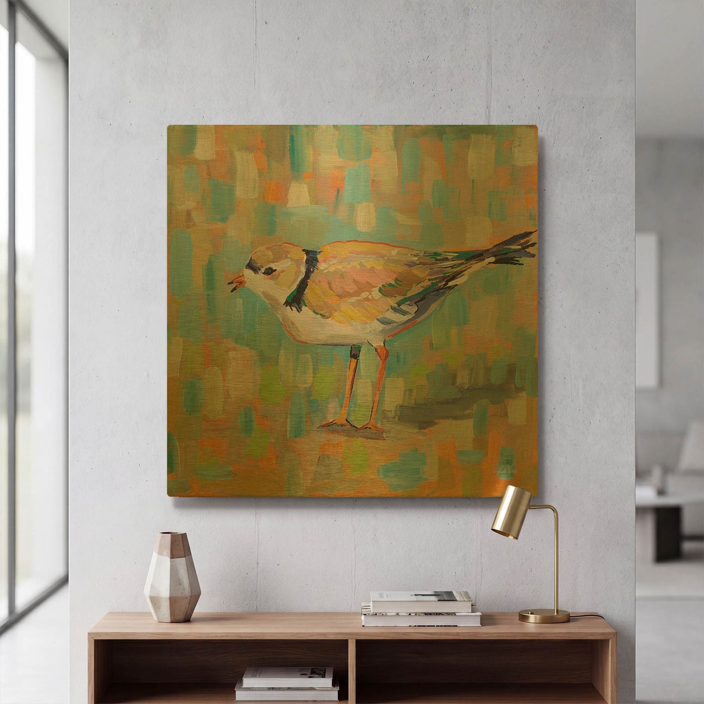 'Coastal Plover IV' By Jeanette Vertentes Gold Metal Wall Art