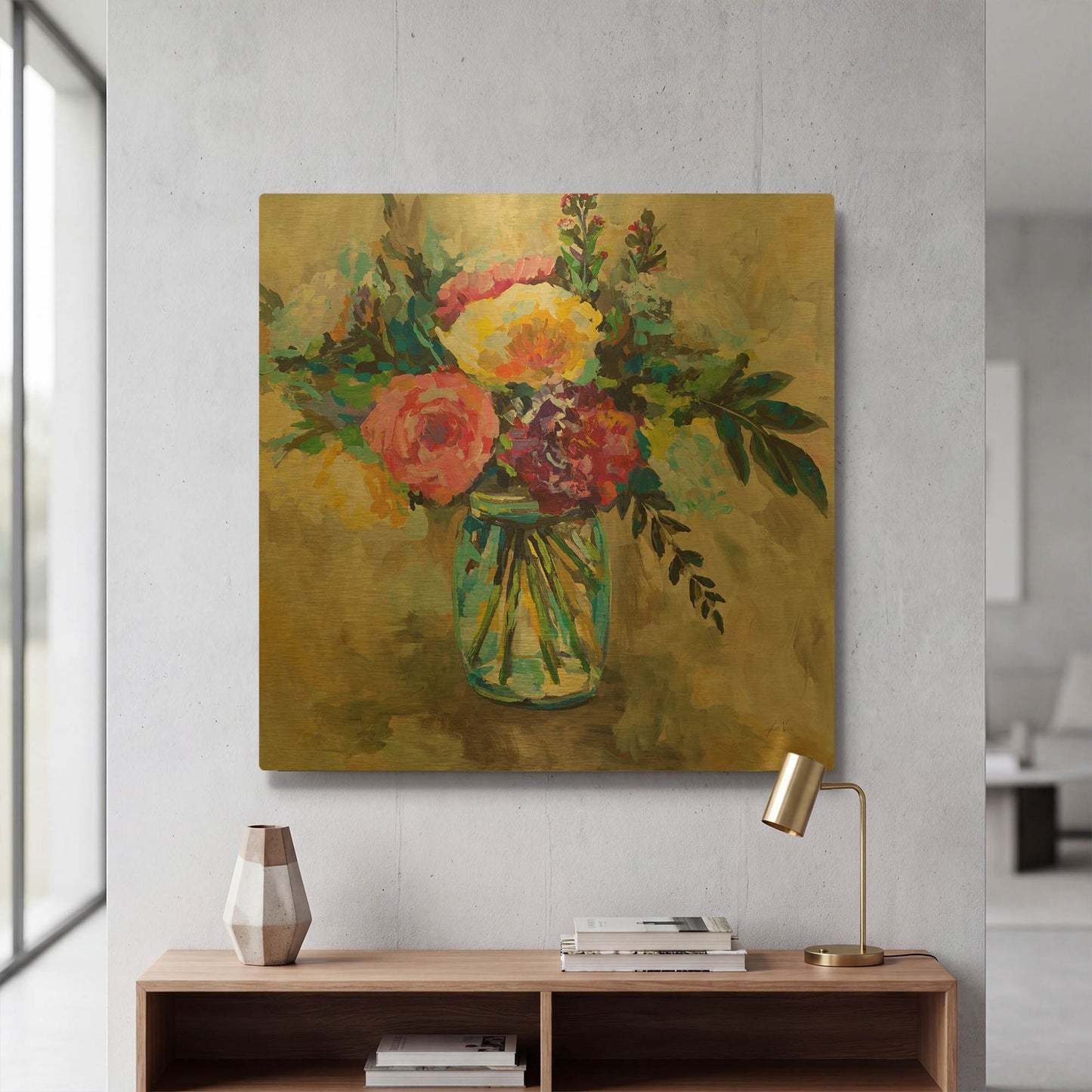 'Masons Bouquet' By Jeanette Vertentes Gold Metal Wall Art