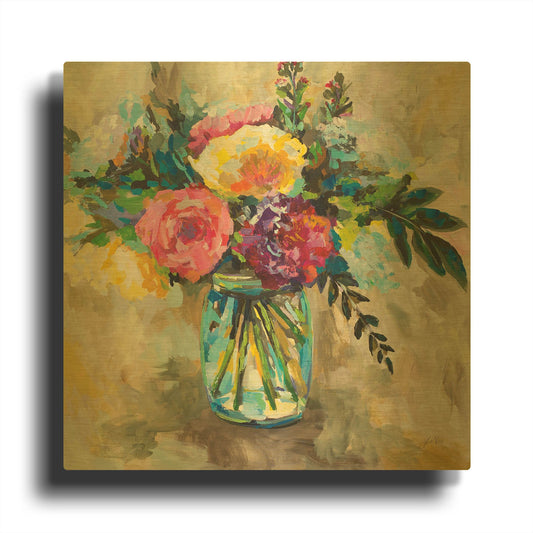 'Masons Bouquet' By Jeanette Vertentes Gold Metal Wall Art