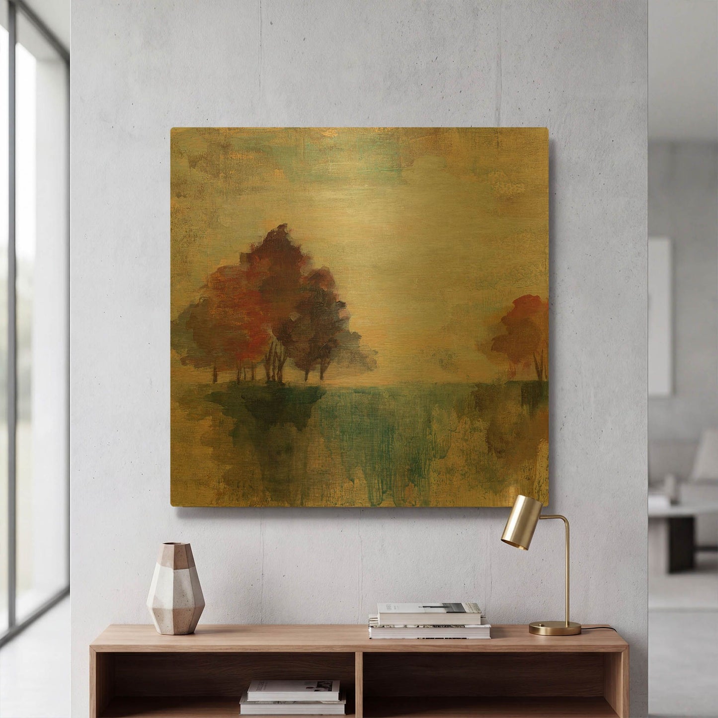 'Landscape Monotype II' By Silvia Vassileva Gold Metal Wall Art