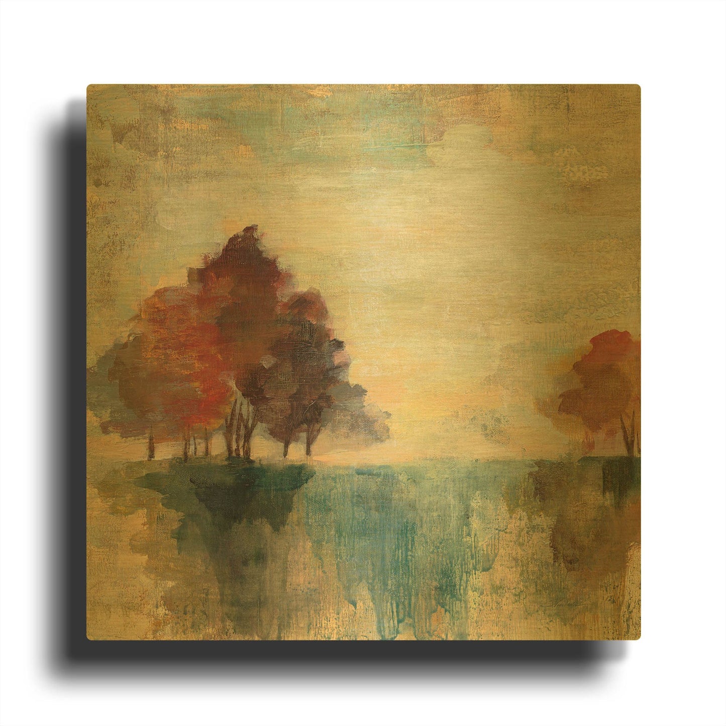 'Landscape Monotype II' By Silvia Vassileva Gold Metal Wall Art