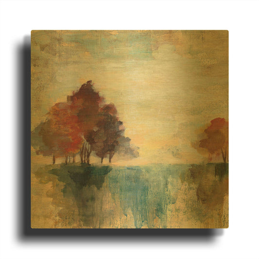 'Landscape Monotype II' By Silvia Vassileva Gold Metal Wall Art