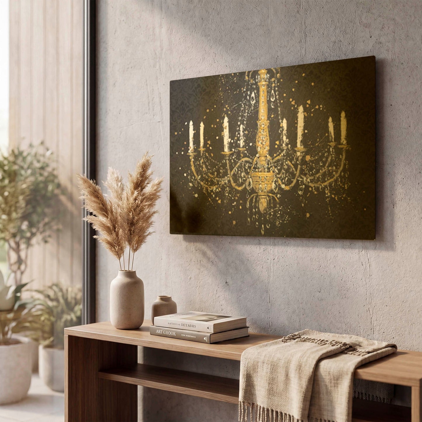 'Grand Chandelier Black I' By James Wiens Gold Metal Wall Art