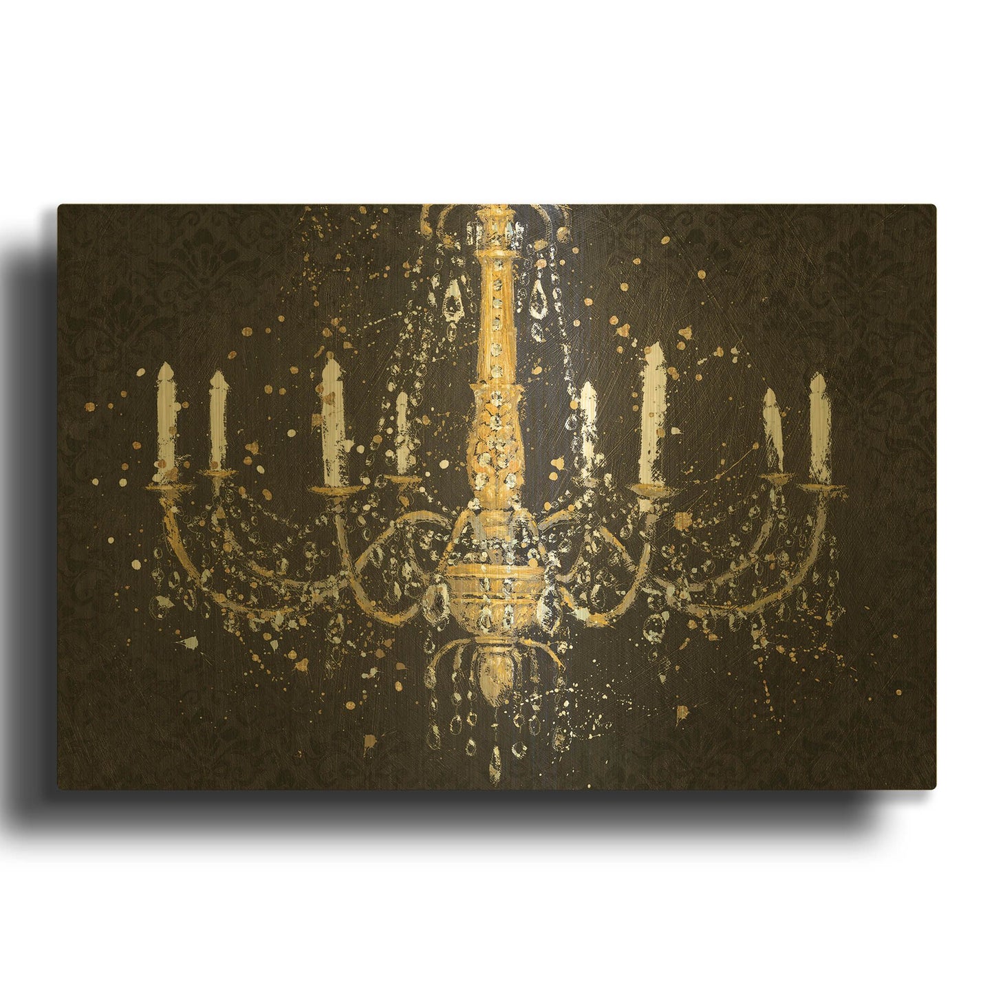 'Grand Chandelier Black I' By James Wiens Gold Metal Wall Art