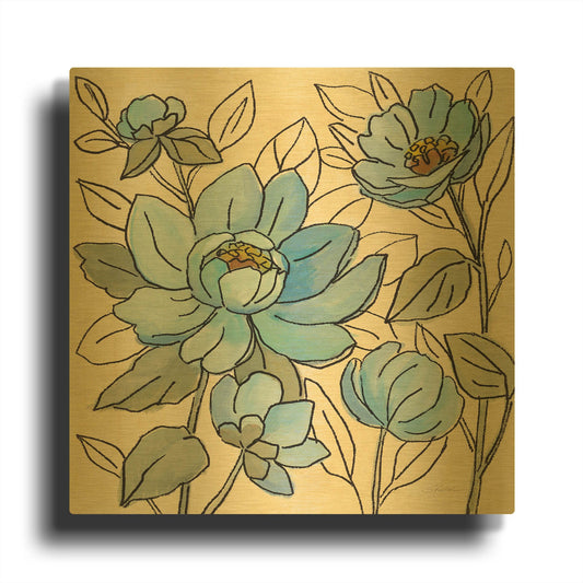 'Spring Lace Floral IV' By Silvia Vassileva Gold Metal Wall Art