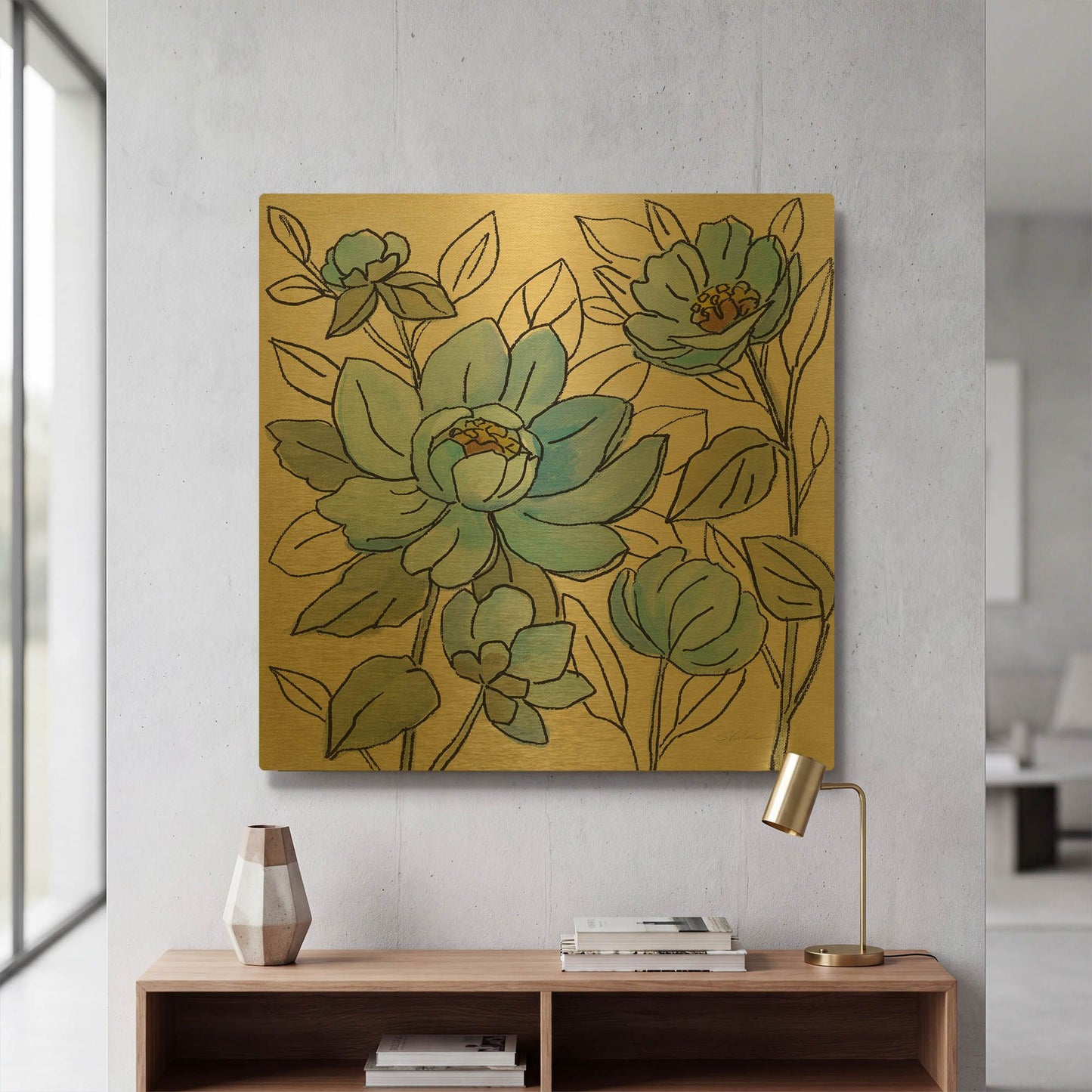 'Spring Lace Floral IV' By Silvia Vassileva Gold Metal Wall Art