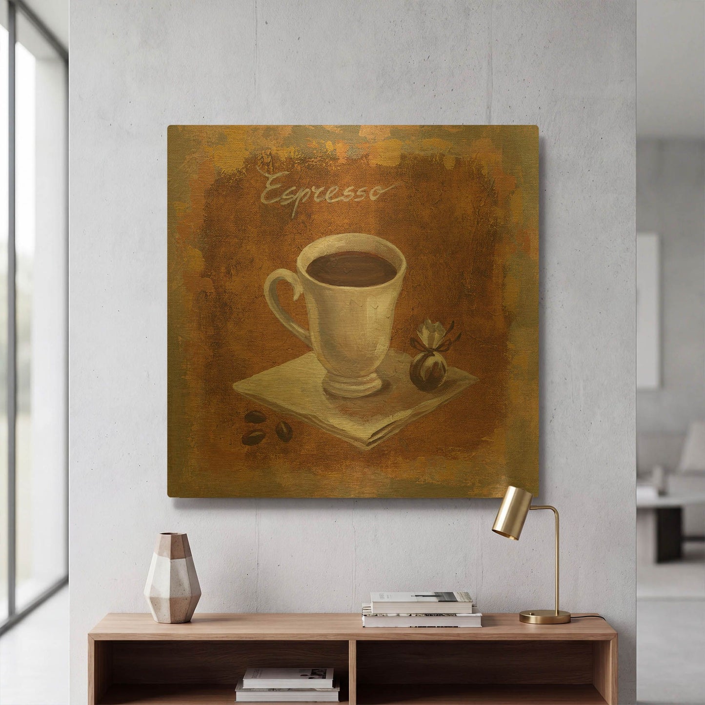 'Coffee Time IV' By Silvia Vassileva Gold Metal Wall Art
