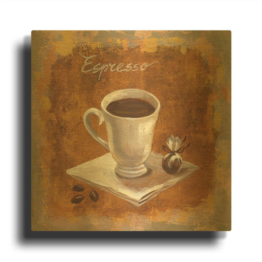 'Coffee Time IV' By Silvia Vassileva Gold Metal Wall Art