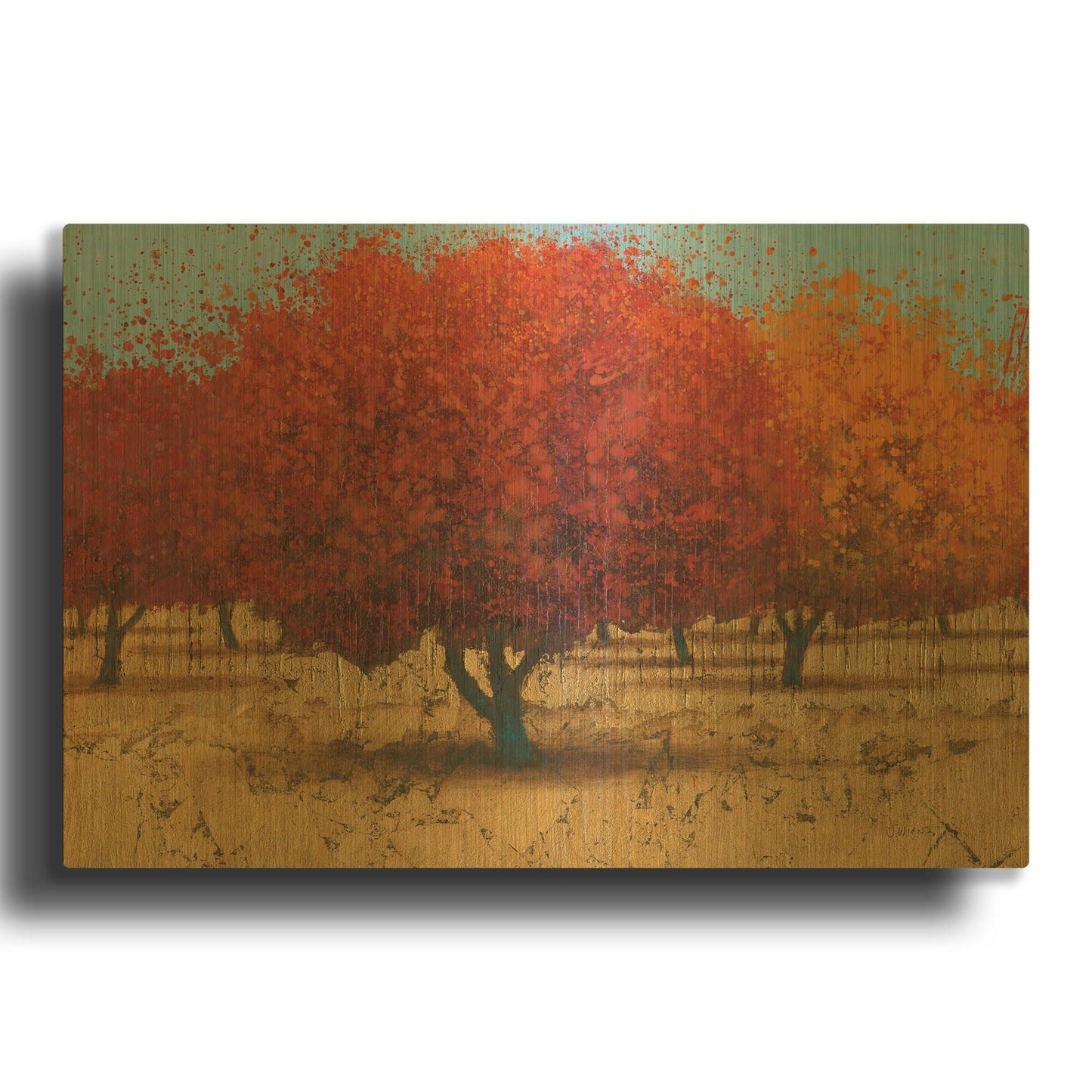 'Orange Trees II' By James Wiens Gold Metal Wall Art