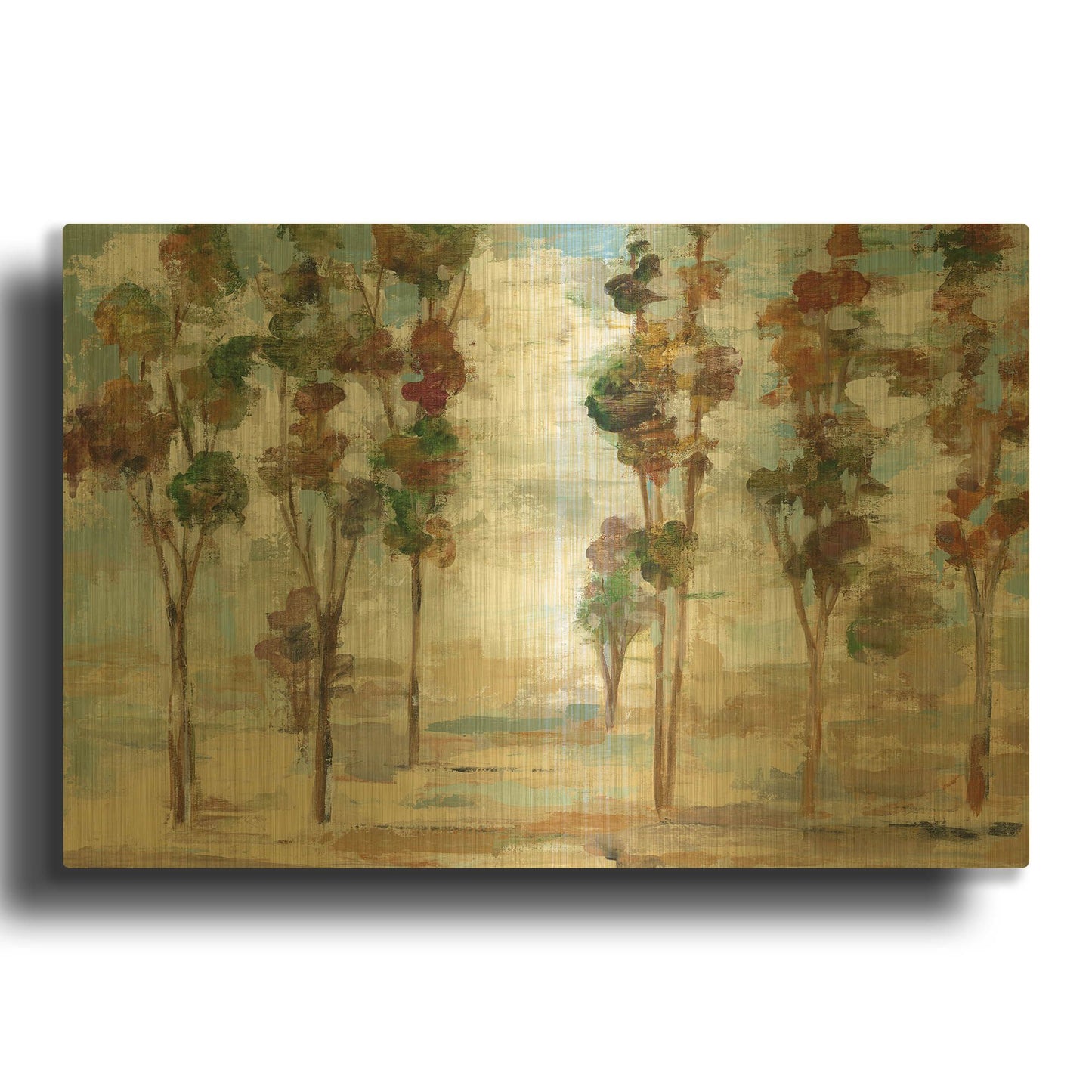 'Serene Forest' By Silvia Vassileva Gold Metal Wall Art
