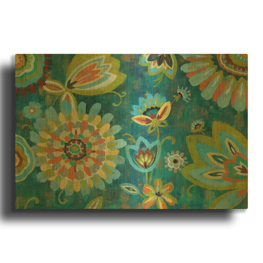 'Decorative Peacock Floral' By Silvia Vassileva Gold Metal Wall Art
