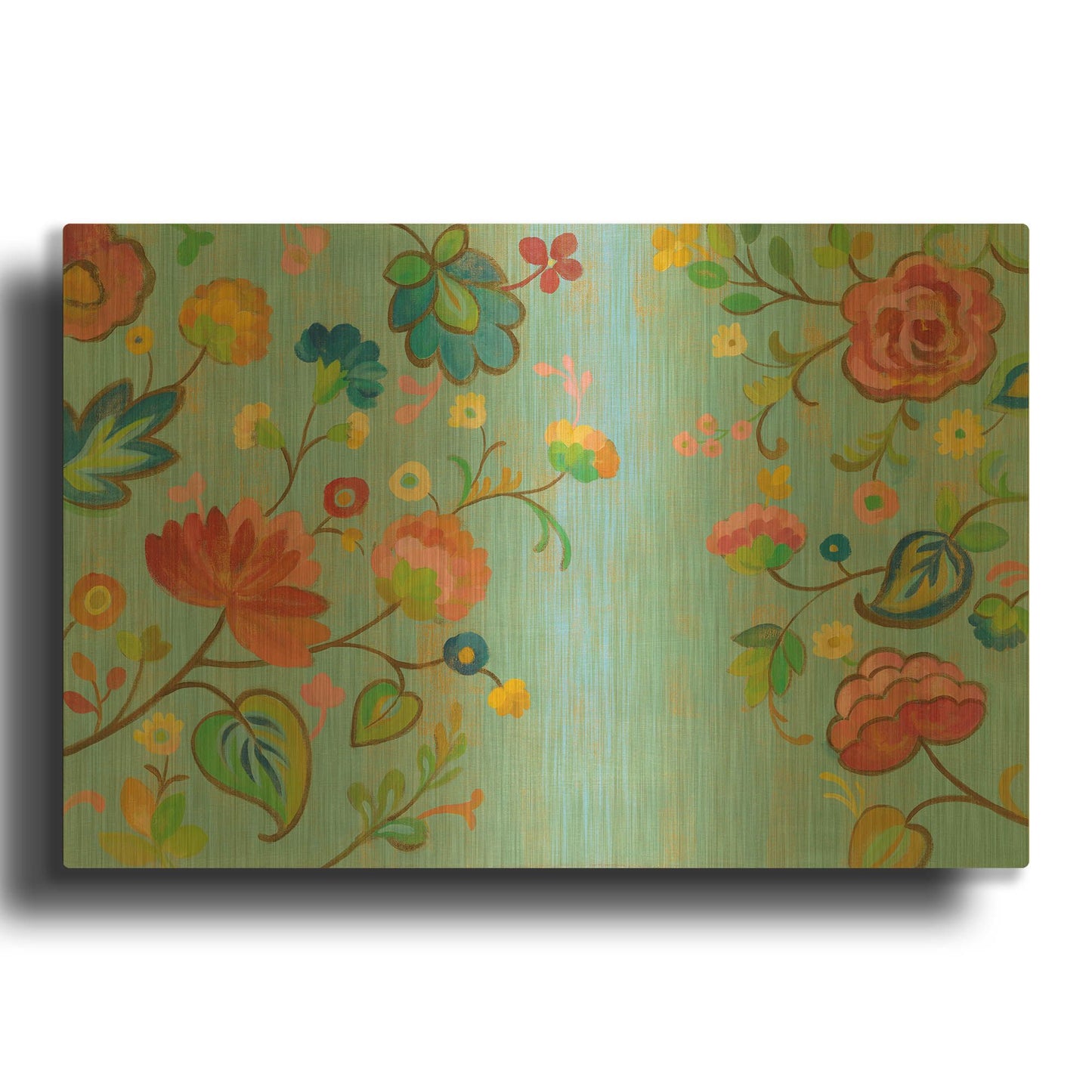 'Folk Song Floral' By Silvia Vassileva Gold Metal Wall Art