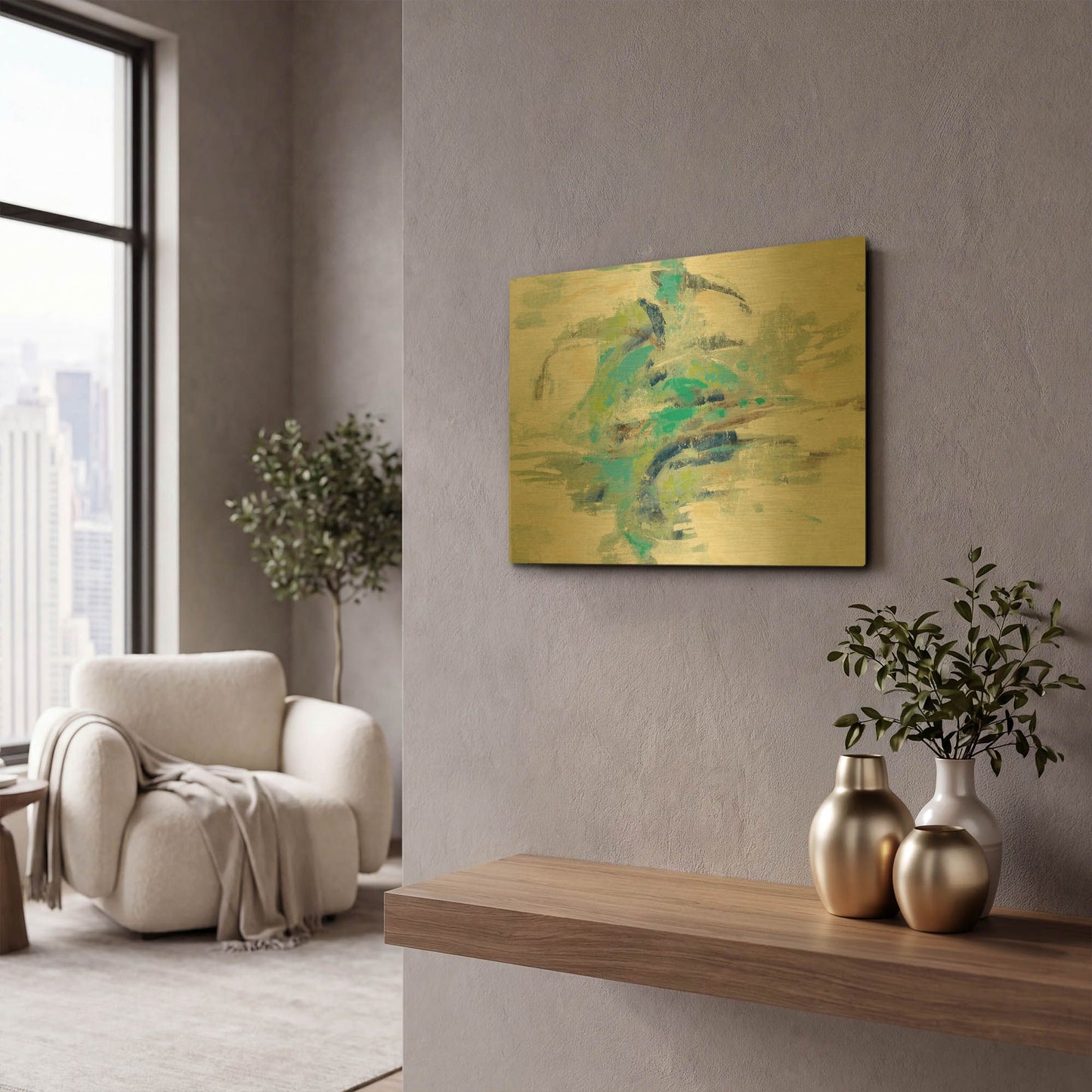 'River Whirlpool' By Silvia Vassileva Gold Metal Wall Art
