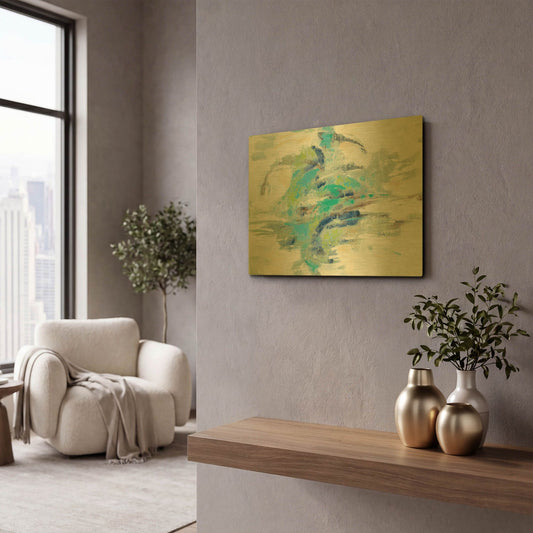 'River Whirlpool' By Silvia Vassileva Gold Metal Wall Art