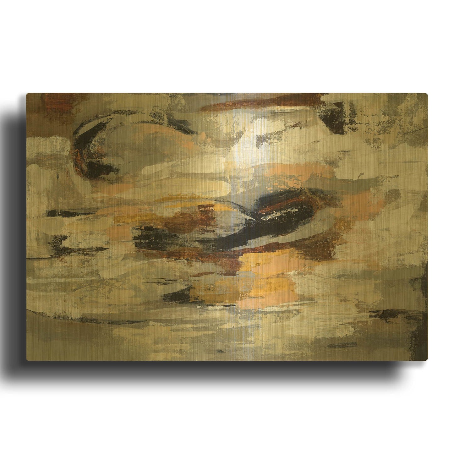 'Neutral Abstract' By Silvia Vassileva Gold Metal Wall Art
