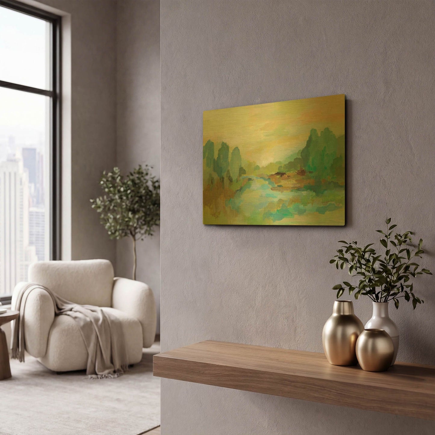 'Jade Forest' By Silvia Vassileva Gold Metal Wall Art