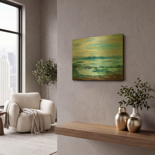 'Northern Lake' By Silvia Vassileva Gold Metal Wall Art