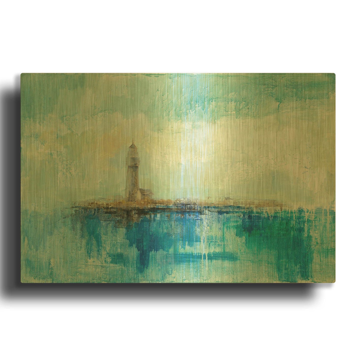 'Lighthouse Morning' By Silvia Vassileva Gold Metal Wall Art