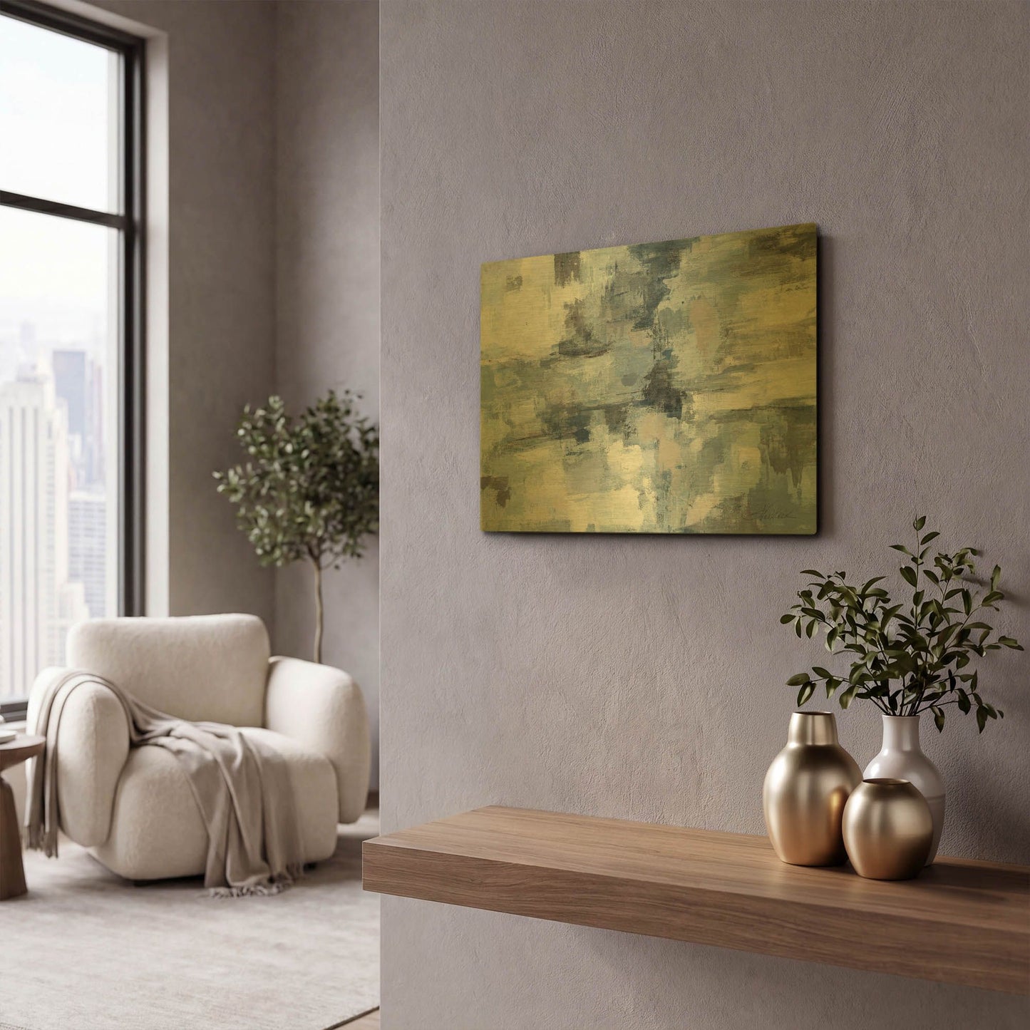'In The Clouds Indigo and Grey' By Silvia Vassileva Gold Metal Wall Art