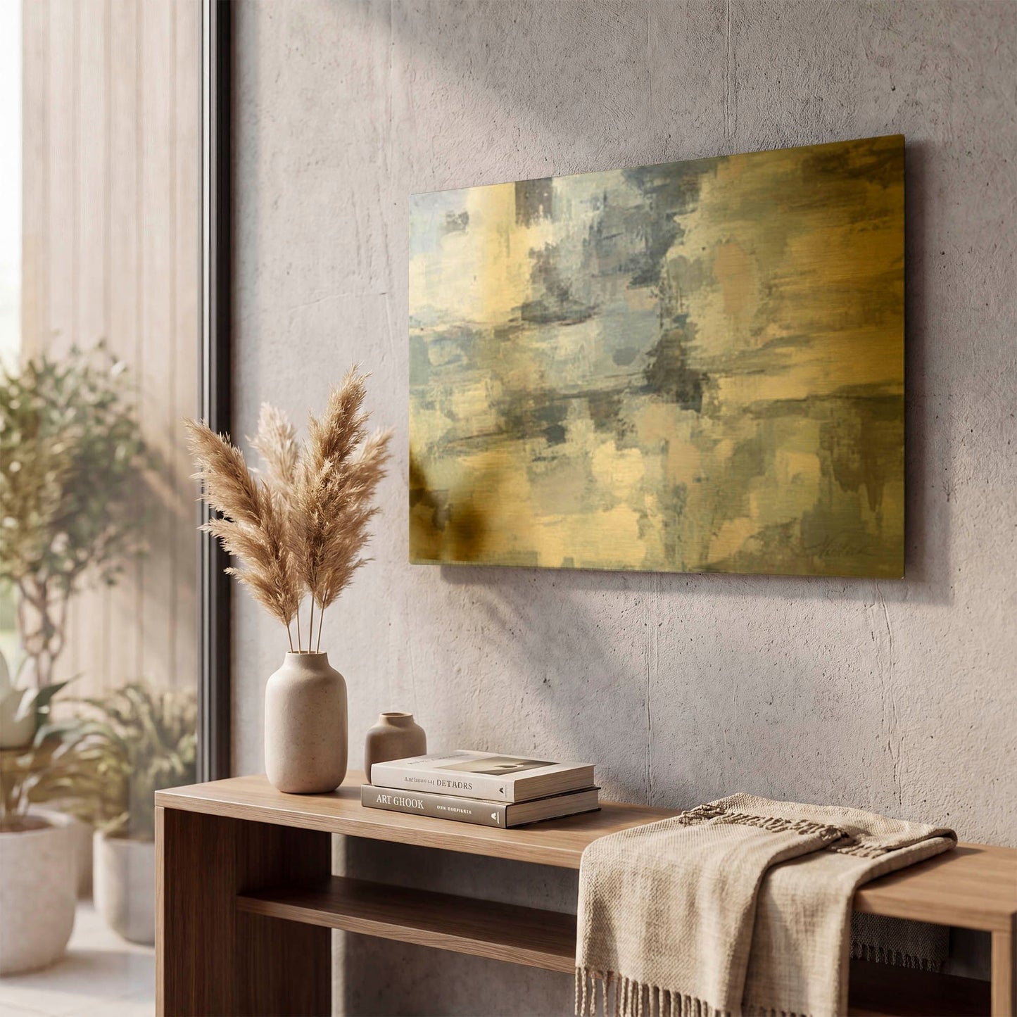 'In The Clouds Indigo and Grey' By Silvia Vassileva Gold Metal Wall Art