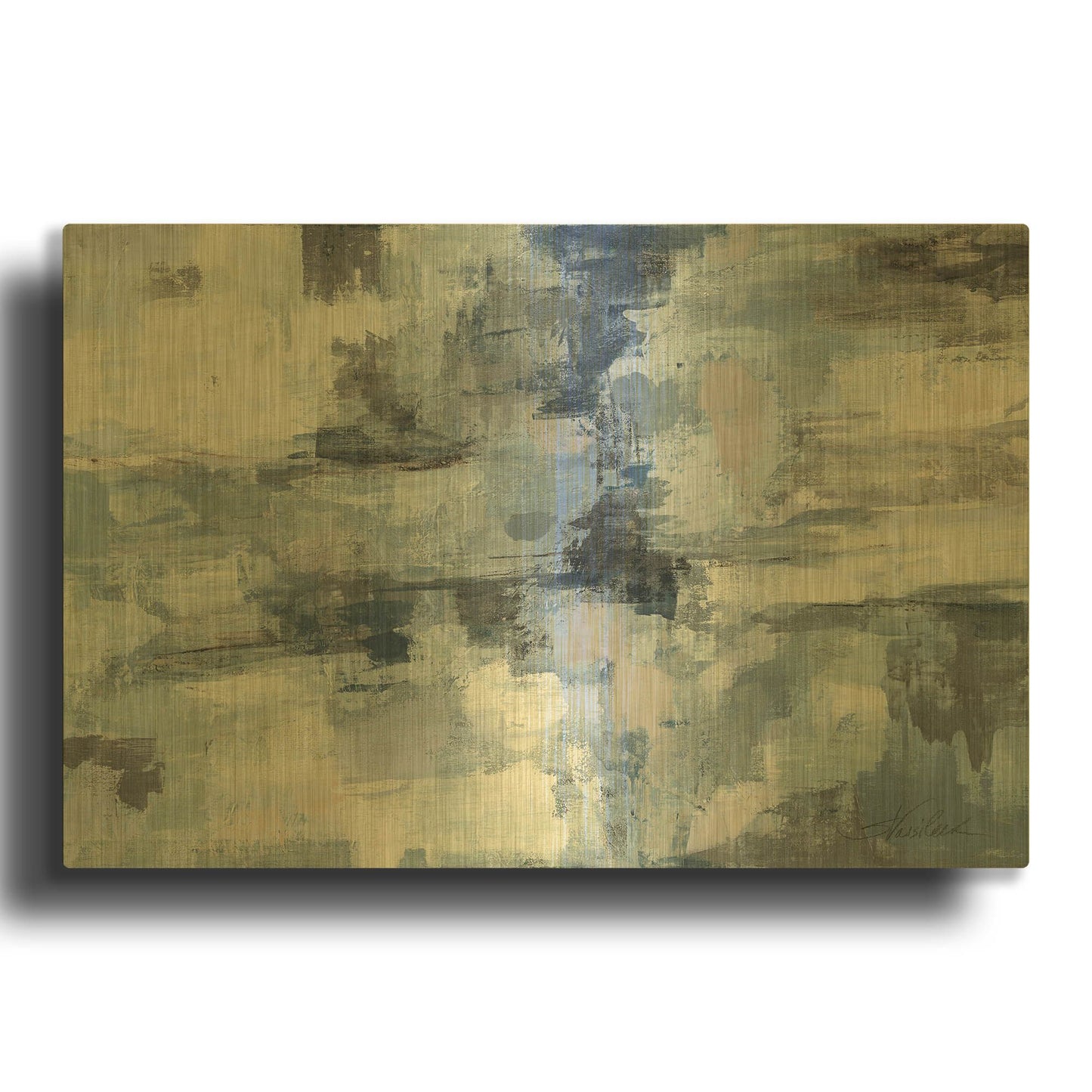 'In The Clouds Indigo and Grey' By Silvia Vassileva Gold Metal Wall Art