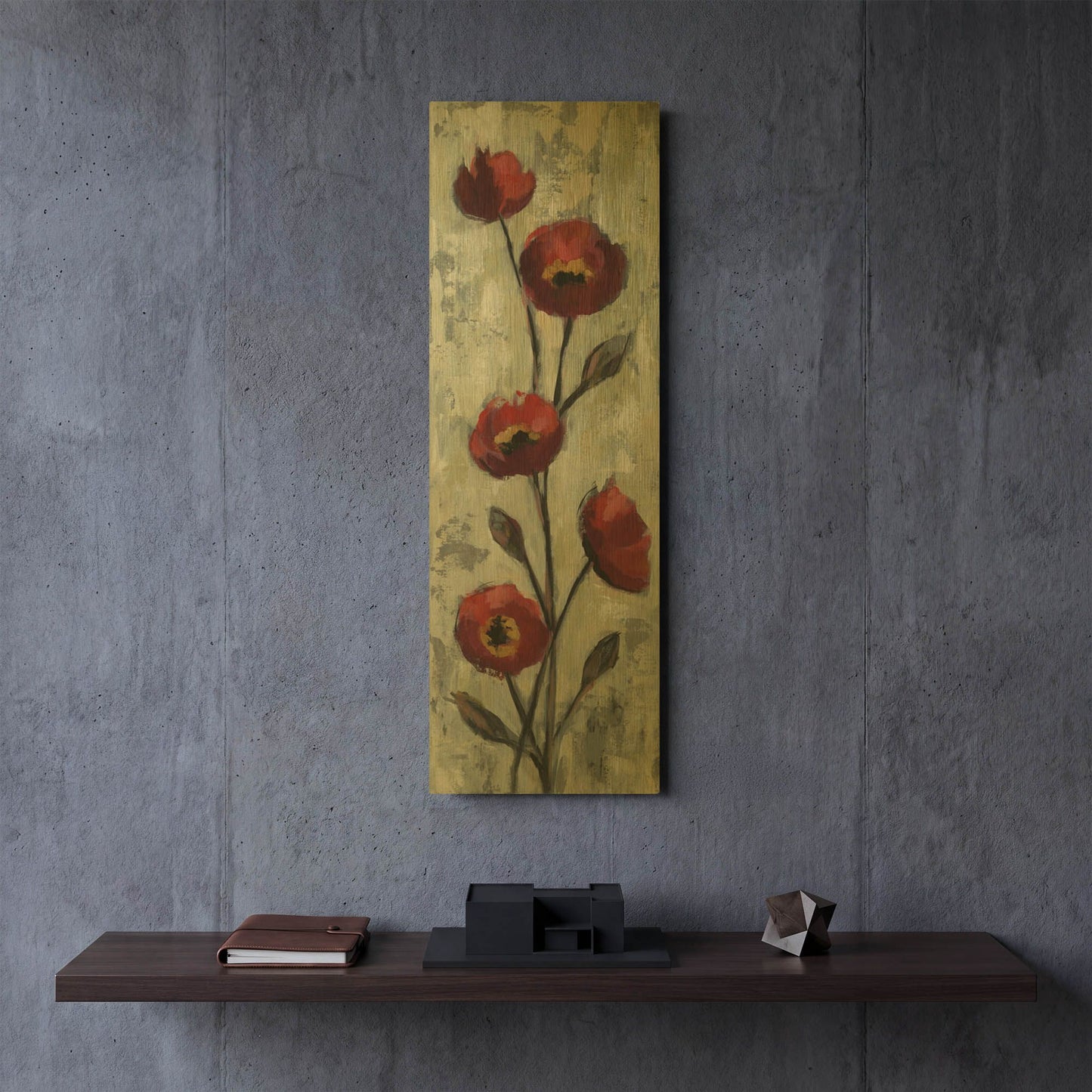 'Simple Red Floral II' By Silvia Vassileva Gold Metal Wall Art