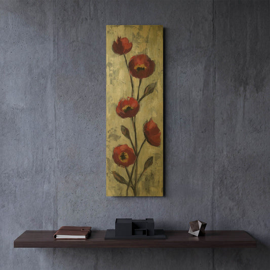 'Simple Red Floral II' By Silvia Vassileva Gold Metal Wall Art